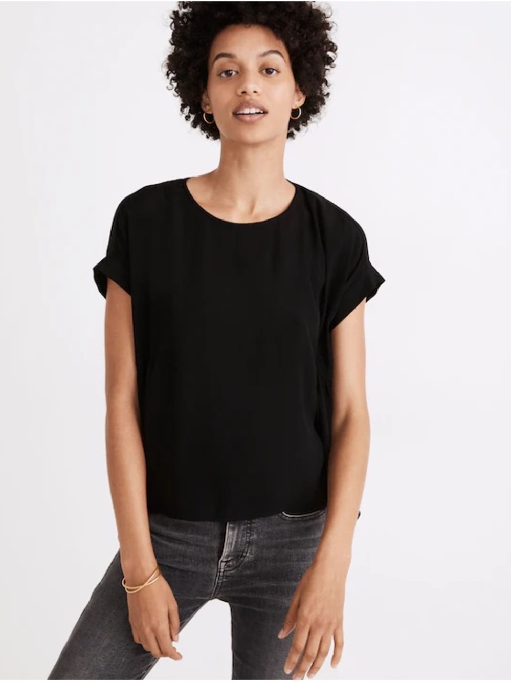 MADEWELL Cuffed-Sleeve Shirred Top